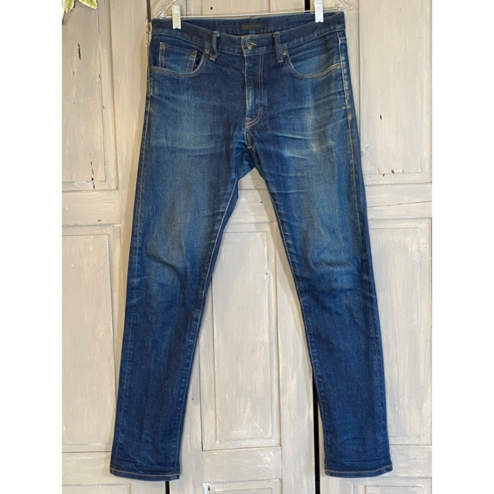 Uniqlo Men Japan Style Selvedge Slim Straight Vintage Wash Stretch Jean 31x32‎